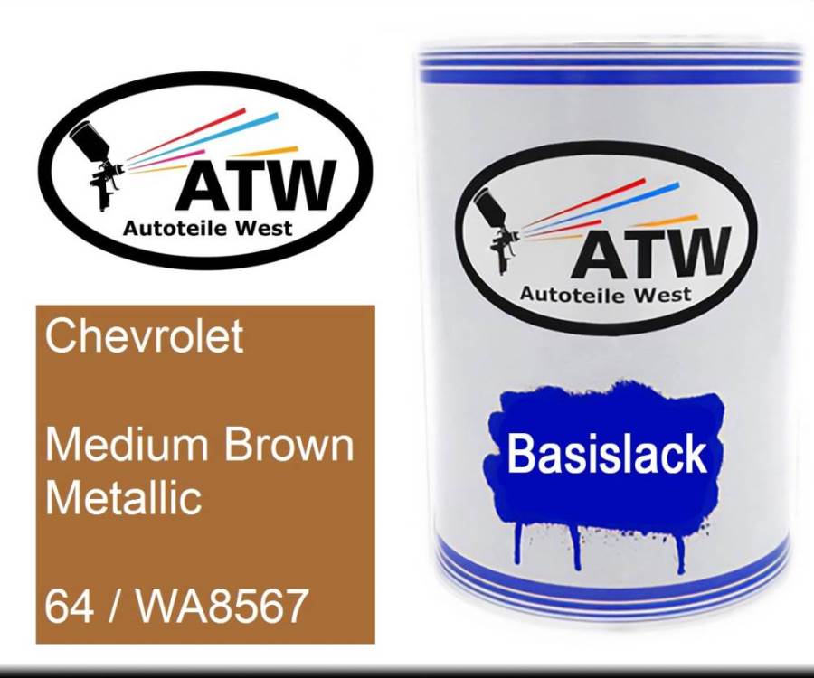 Chevrolet, Medium Brown Metallic, 64 / WA8567: 500ml Lackdose, von ATW Autoteile West.